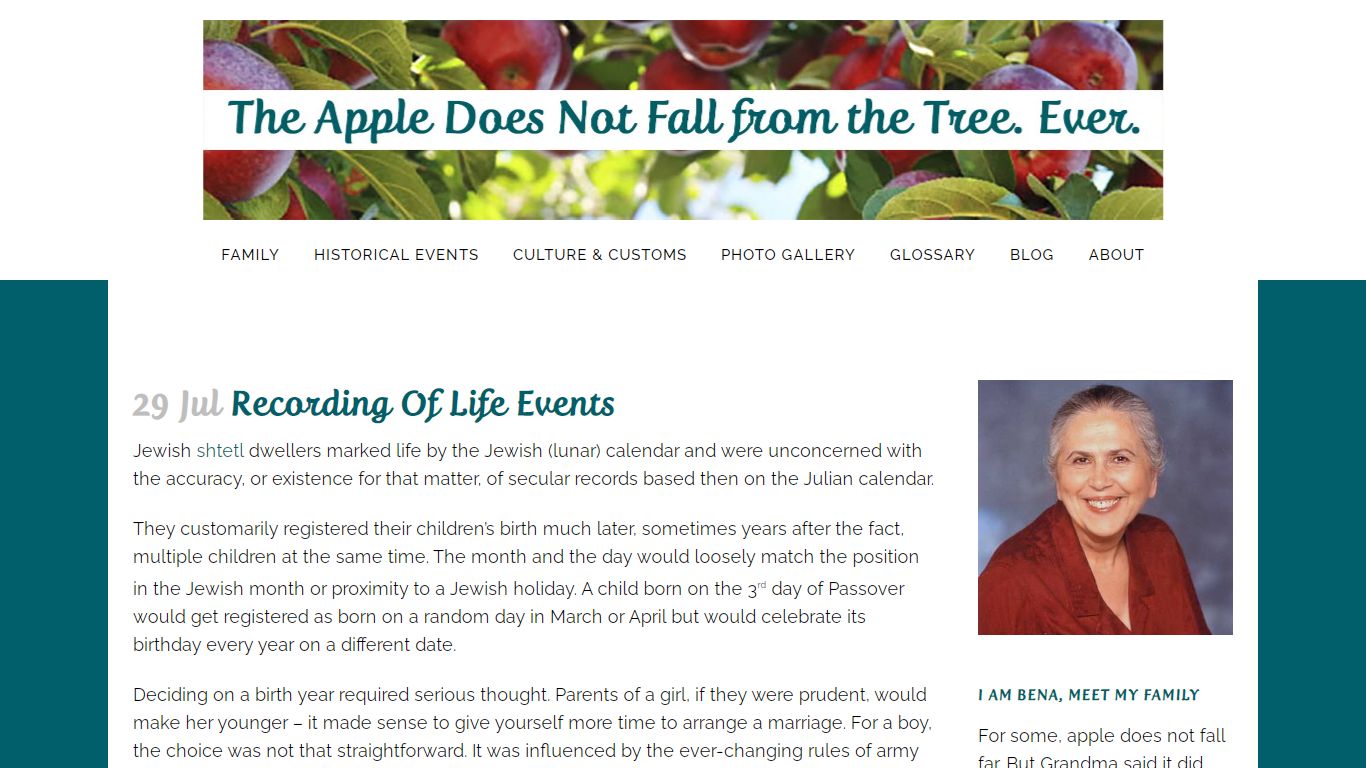 Recording of life events - The Apple Does Not Fall