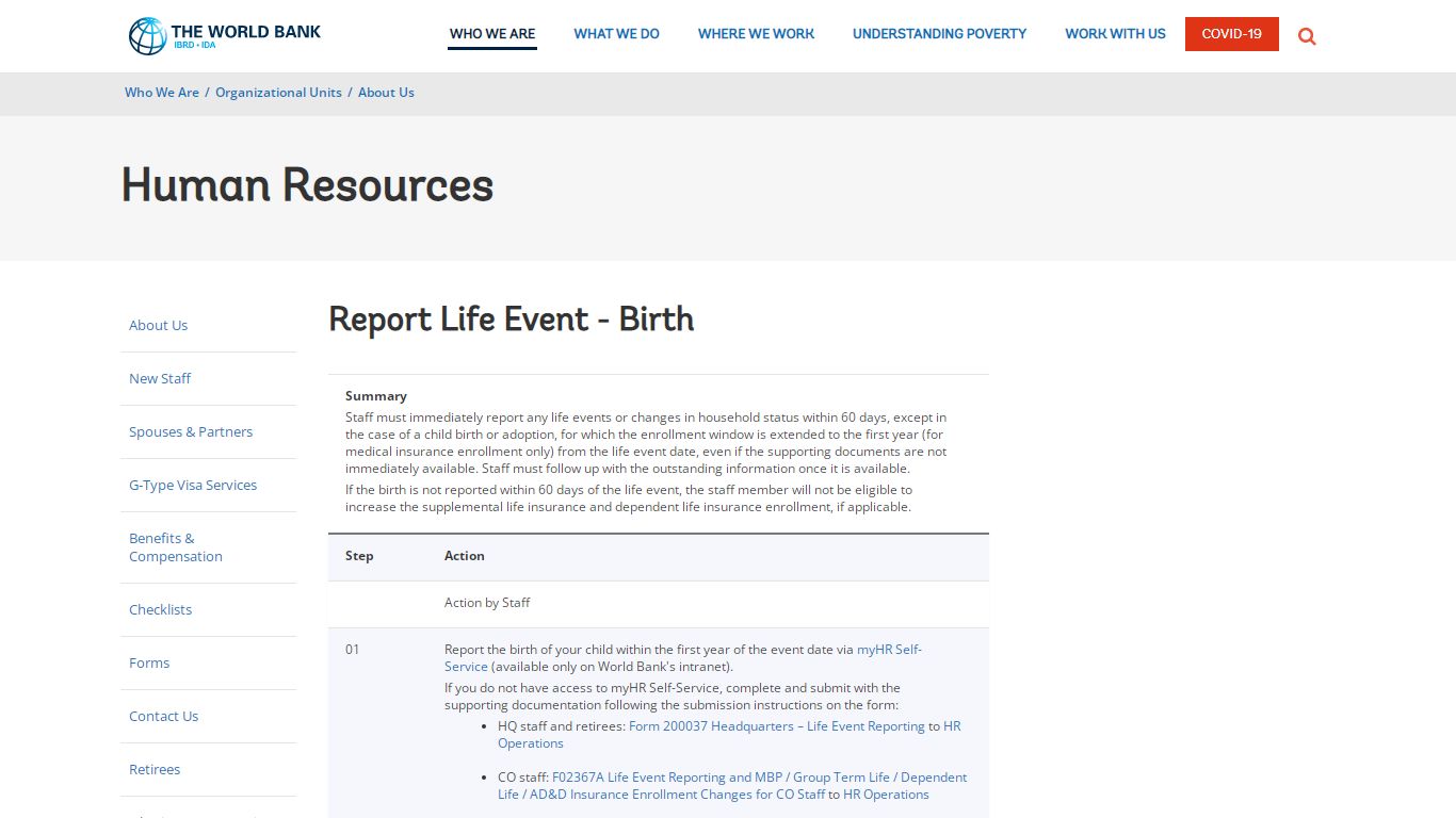 Report Life Event - Birth