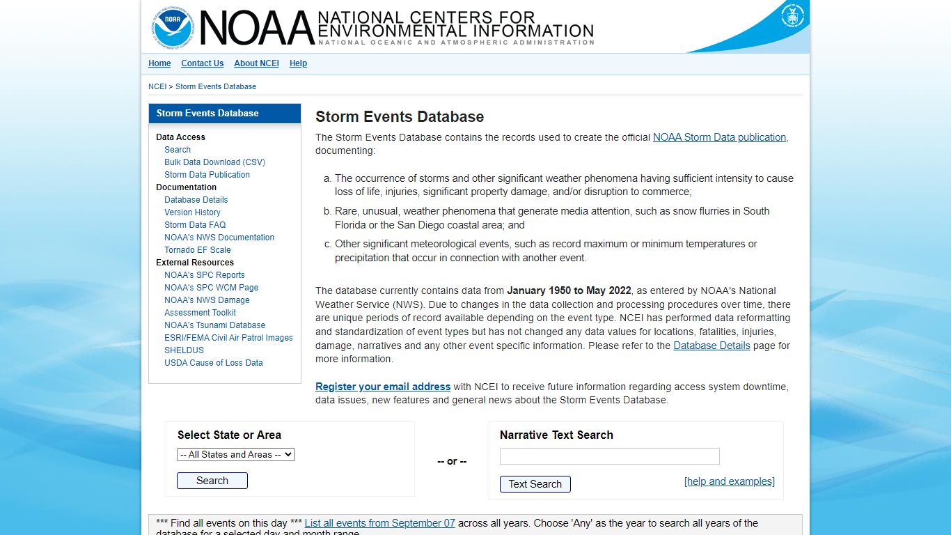 Storm Events Database | National Centers for Environmental Information